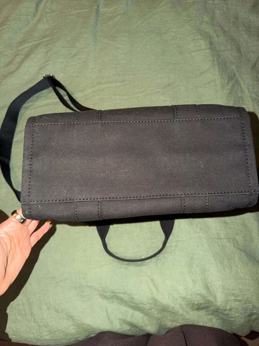 Marc Jacobs Black Canvas 'The Tote Bag' with White Logo